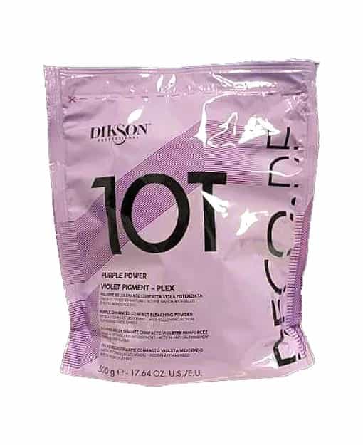 Dikson – 10T Polvere decolorante 10 Toni compatta con pigmenti Viola e Plex 500g