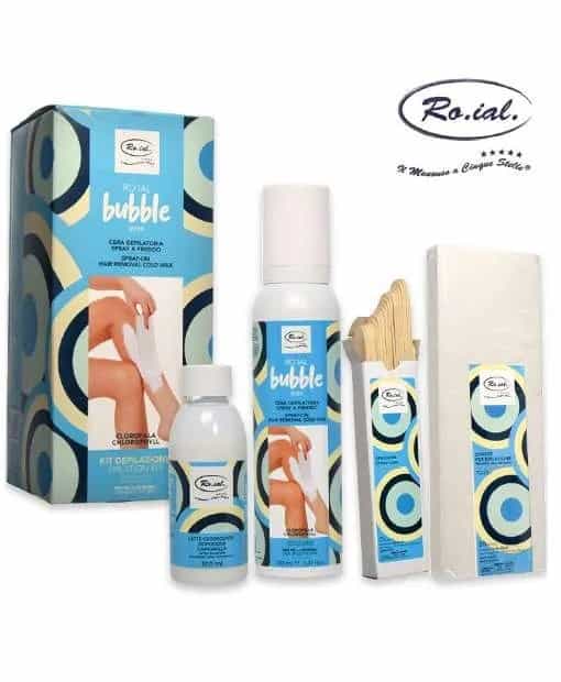 Ro.ial – Kit cera depilatoria spray a freddo bubble wax clorofilla – Pelli sensibili